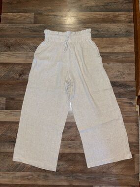 Petal and Pup NWT Neutral Linen-Blend Drawstring Pants wide leg size 6